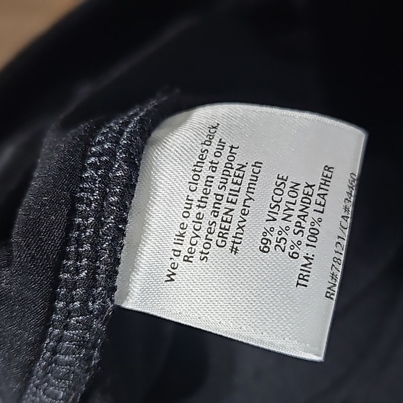 Eileen Fisher Black Pants with Leather Trim Size Small - Picture 3 of 7